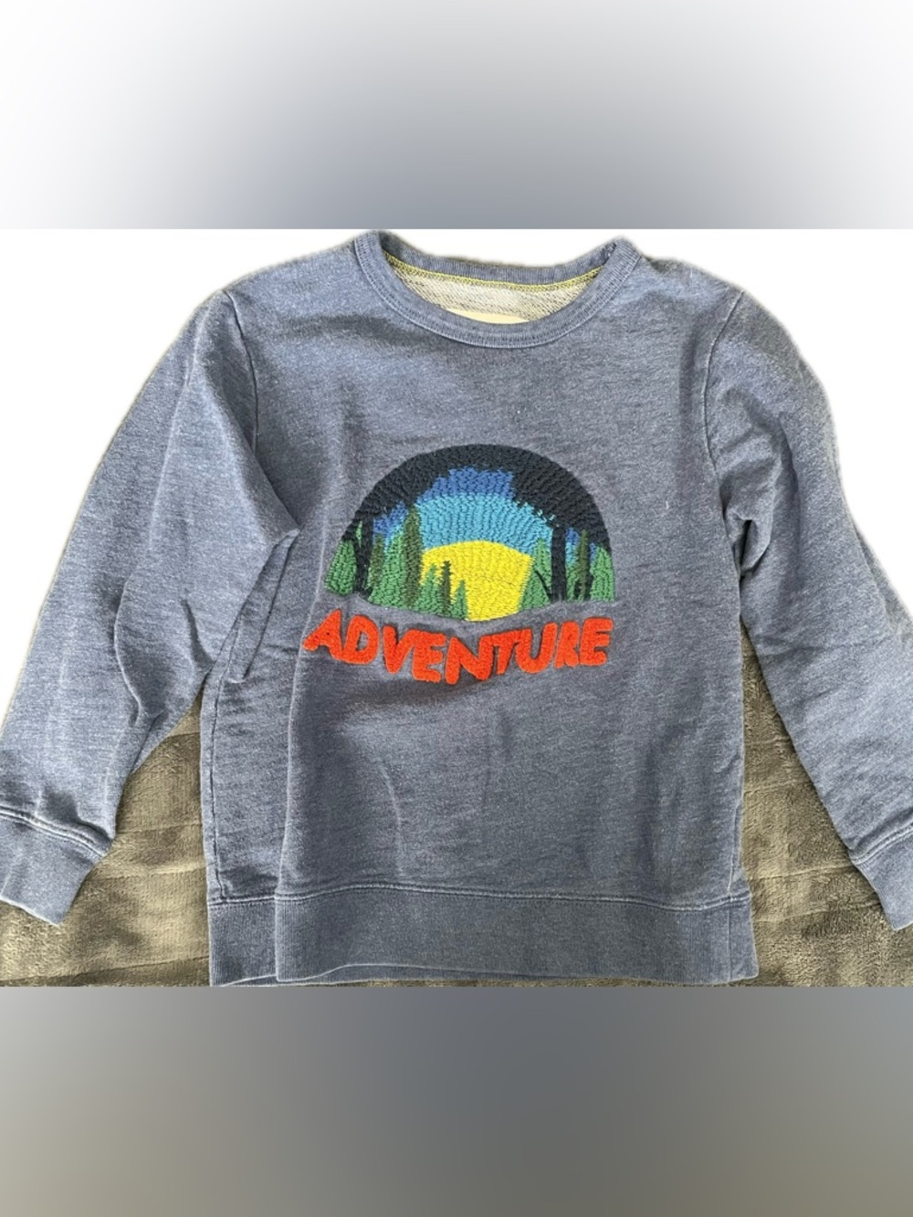 Mini Boden Gray 'Adventure' Graphic Crewneck Sweatshirt with Bright Accents